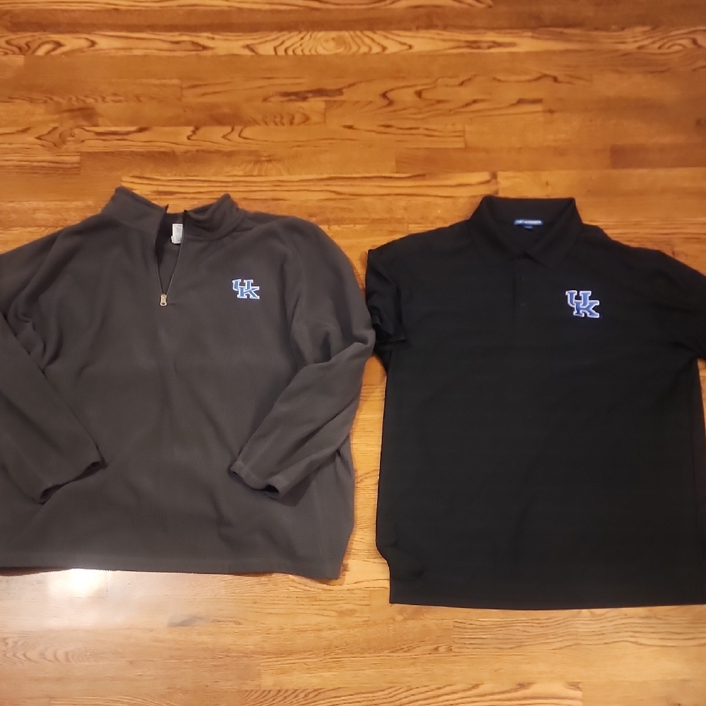 UK KENTUCKY WILDCATS Men's Gray Pullover and Black Polo Shirts with Logo